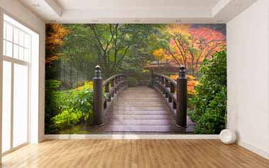 Fotomural Puente en jardín japonés